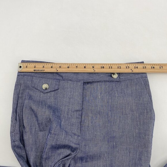 Veronica Beard Size 8 Blue Renzo Linen Blend Cropped Pants - Picture 14 of 14